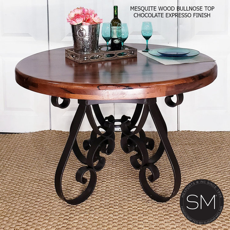 Mexports by Susana Molina Round Solid Wood Top Metal Base Dining Table